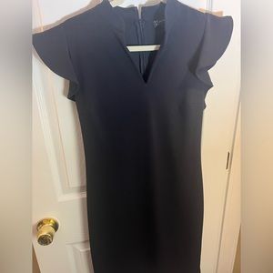 New York and Company P size 6 navy ruffled dress